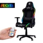 ELITE LED Gaming Stuhl MG200 Destiny | Ergonomischer Bürostuhl - Schreibtischstuhl - Chefsessel - Sessel - Racing Gaming-Stuhl - Gamingstuhl - Drehstuhl - Chair - Kunstleder (RGB Schwarz)  