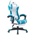 HLONONE Gaming Stuhl, Bürostuhl Ergonomisch, Gamer Stuhl Höhenverstellbar, PC Stuhl mit Kopfstütze, Lendenkissen und Armlehnen, Rückenlehne verstellbar 90-135°, Tragfähigkeit 200 kg  